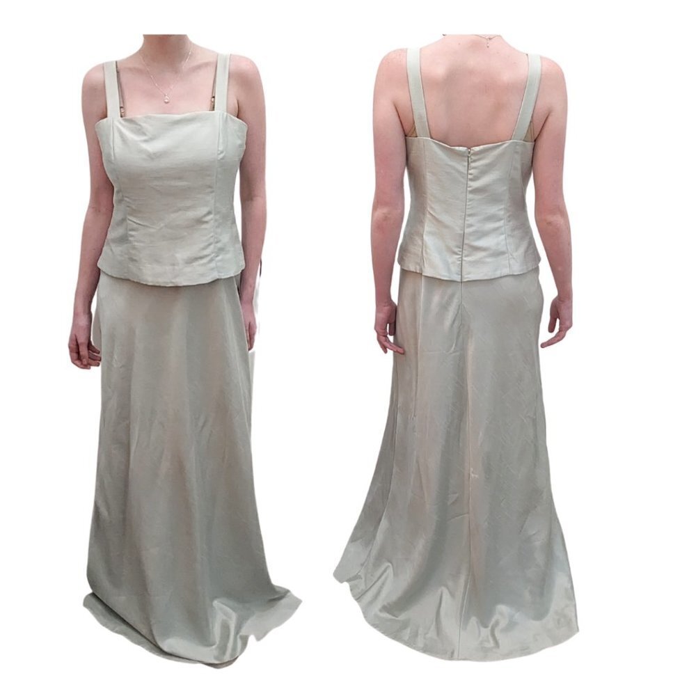 Vintage 90s JESSICA HOWARD Green Blouson Minimalist Gown Size 6